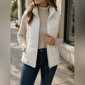 Calvin Klein Performance White Puffer Vest Sherpa Lined Zip M